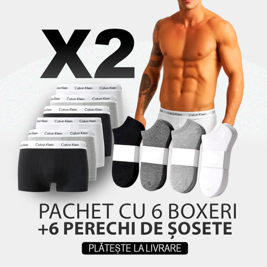 Set de 6 Boxeri + 6 Perechi de Șosete CK – Promoție